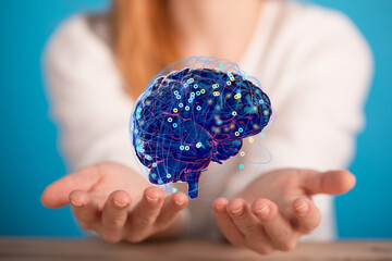 Wired brain illustration - next step to artificial intelligence