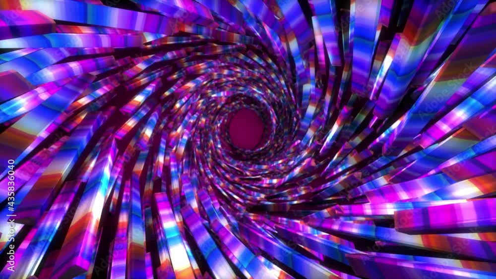 Wall mural abstract background 3d shiny spiral and concentric shapes moving, fluctuating and glittering in a sp