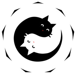 cute cats yin-yang, happy couple