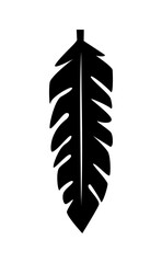 illustration of an old feather. Feather silhouette. Retro image of letter with feather icon.
