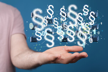 Man touching a law concept.