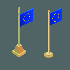 Isometric Flag of European Union. Vector illustration for banner, website, presentation, infographic, poster, map