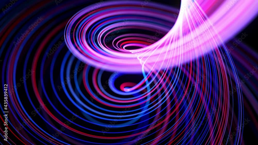 Poster light flow bg in 4k. abstract looped background with light trails, stream of red blue neon lines in 