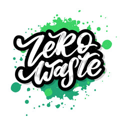 Concept Zero Waste handwritten text title sign. Vector illustration.