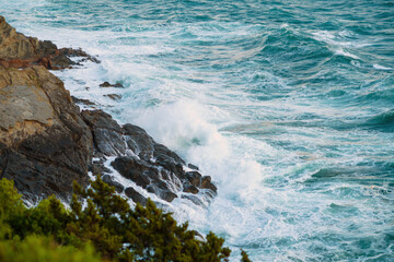 seascape with rocks and stormy weather