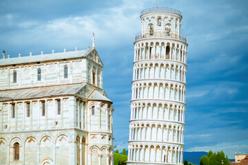 with Leaning Tower and Duomo di Pisa in Pisa, Italy