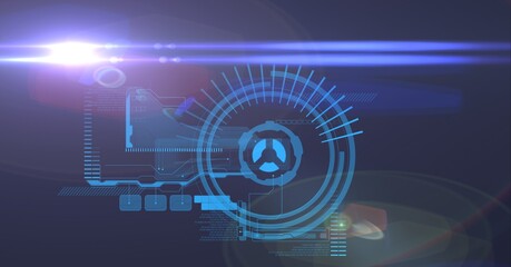 Composition of scope scanning and digital data processing on blue background