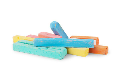 Colored chalks isolated on white background