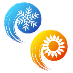 Snowflake and sun air conditioning cooling and heating symbol