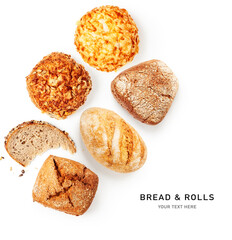 Bread and rolls creative layout.