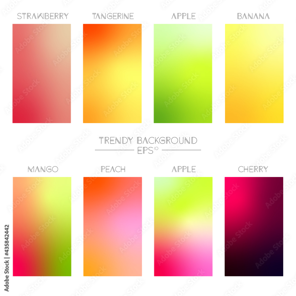 Poster modern screen vector design for app. set of soft fruit gradients