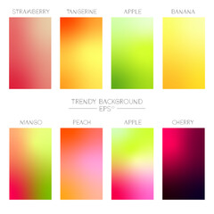 Obraz premium Modern screen vector design for app. Set of soft fruit gradients