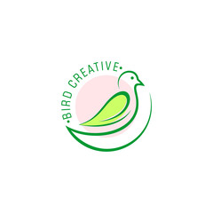 Beautiful bird vector logo with line art drawing style