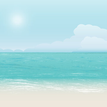 Blue ocean or sea wave vector summer beach banner background abstract illustration