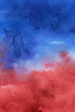 Red and Blue Watercolor Ombre Background, 4th of July Digital Paper