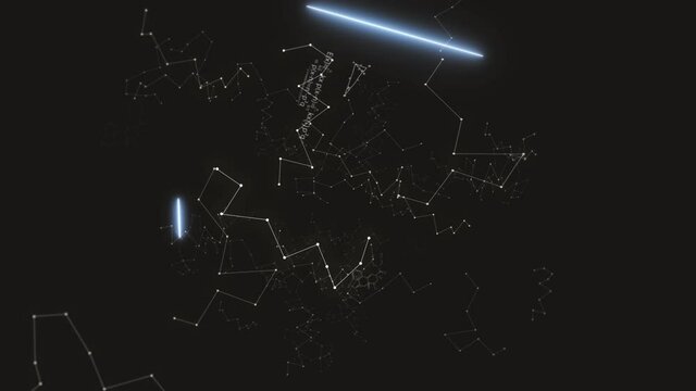 Minimalistic Background Animation From Formulas, Polygonal Figures, Chemical Symbols And Digital Lines. Seamless Loop.