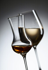 Glasses of white wine.