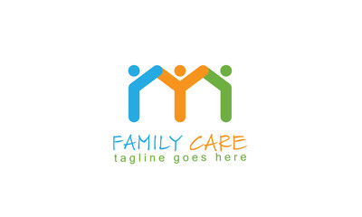 Family home logo design vector. M initial logo template isolated on white