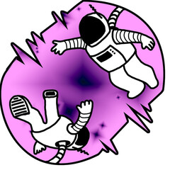 Two Astrounauts flying around