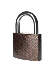 Modern padlock isolated on white. Safety and protection