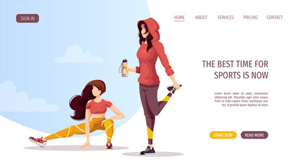 Women doing fitness training. Sport, Workout, Healthy lifestyle, Gym, Fitness, Training concept. Vector illustration for poster, banner, advertising, website.