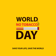 World no tobacco day with cigarette smoke and trash vector illustration for post, banner, poster, flyer, t-shirt, printing, drug awareness, toboggan, WNTD design template