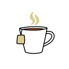 cup of tea doodle icon, vector color illustration