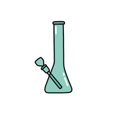 smoking bong doodle icon, vector color line illustration