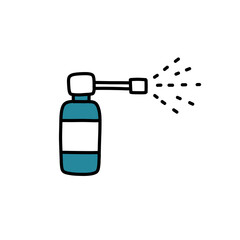spray for the throat doodle icon, vector color line illustration