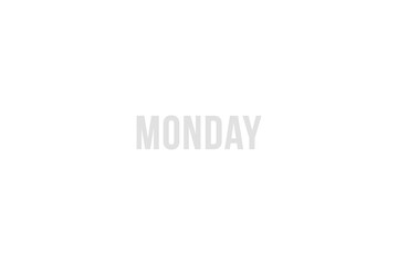 Monday. Day of the week. Weekly calendar day. Gray letters word monday on white background, poster or banner