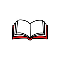 book doodle icon, vector color line illustration