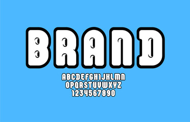 Round white font, alphabet in the cartoon style, rounded letters and numbers for you design, vector illustration