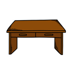desk doodle icon, vector color line illustration
