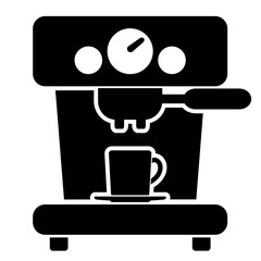 Simple black coffee machine, drink maker vector icon isolated on white background