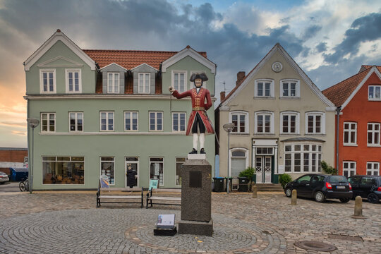 Kagmanden ancient traditional staue in the center of Toender southern Denmark