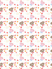 チョコレートと花のシームレスパターン