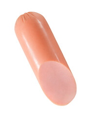 Sausage meat cut one isolated on white background with clipping path, element of packaging design. Full depth of field.