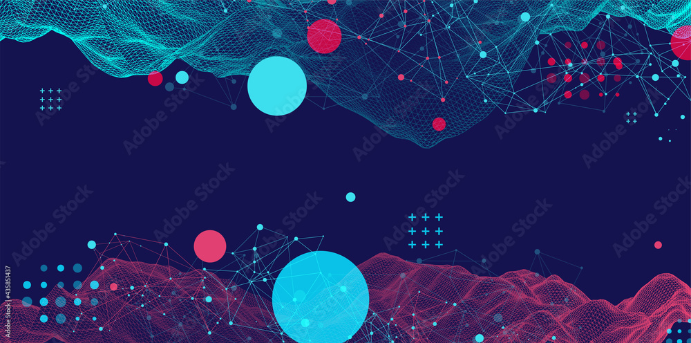Poster modern science or technology abstract background. cyberspace surface illustration. vector.