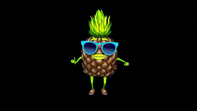 Dance 3d Pineapple Loop on Alpha Channel