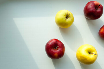 apples top view on white background