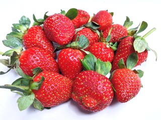 strawberries on white