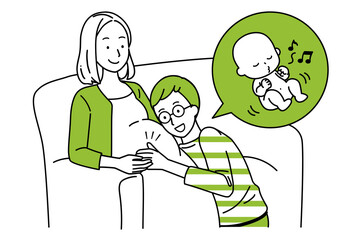 Illustration of a couple who feels fetal movement.