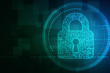 2d illustration Safety concept: Closed Padlock on digital background

