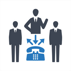 Conference call icon. Teamwork communication icon, vector and glyph