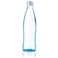 Glass bottle with purified water. Mineral water bottle mockup. Bottle isolated on white background