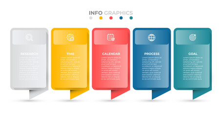 Vector infographic design template with icon and 5 options or steps. Business element for presentation, info chart, web design.  - obrazy, fototapety, plakaty