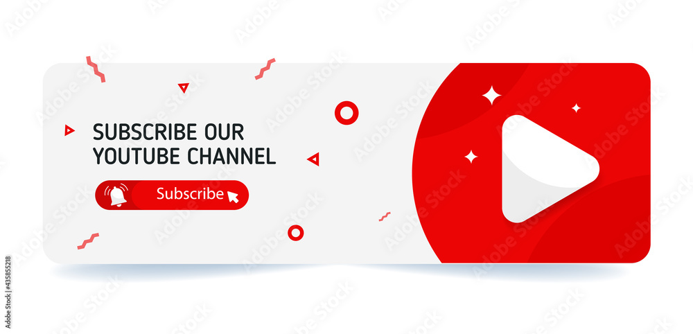 Poster template banner subscribe on channel video for web site. notifications and a button calling attentio