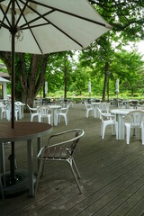 Terrace seats with nobody to prevent infectious diseases