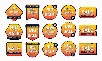 Set of Sale banner and discount label collection.
