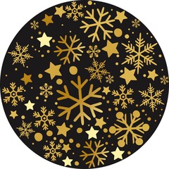 Golden round snowflakes. Vector art illustration.